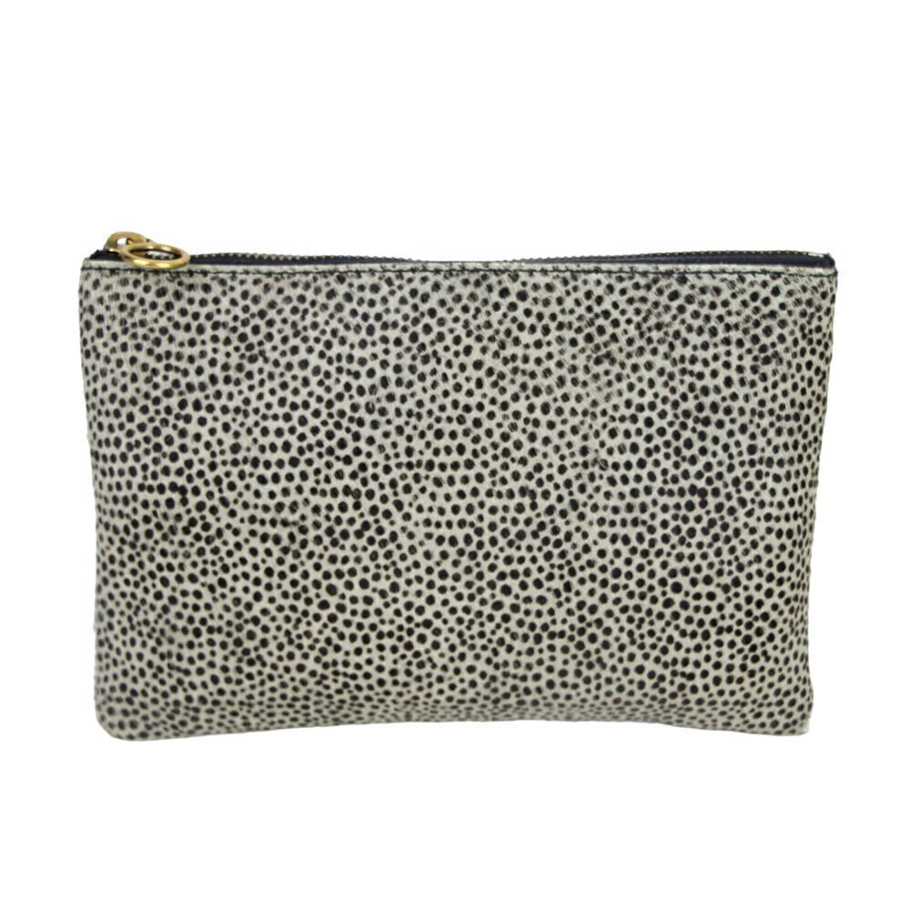 Madewell BLACK REAL LEATHER PONY HAIR LEOPARD PRINT CLUTCH HANDBAG POUCH PURSE
